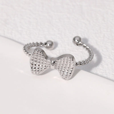 Jewelry Sweet Simple Style IG Style Bow Knot 304 Stainless Steel 18K Gold Plated Stainless Steel Rings