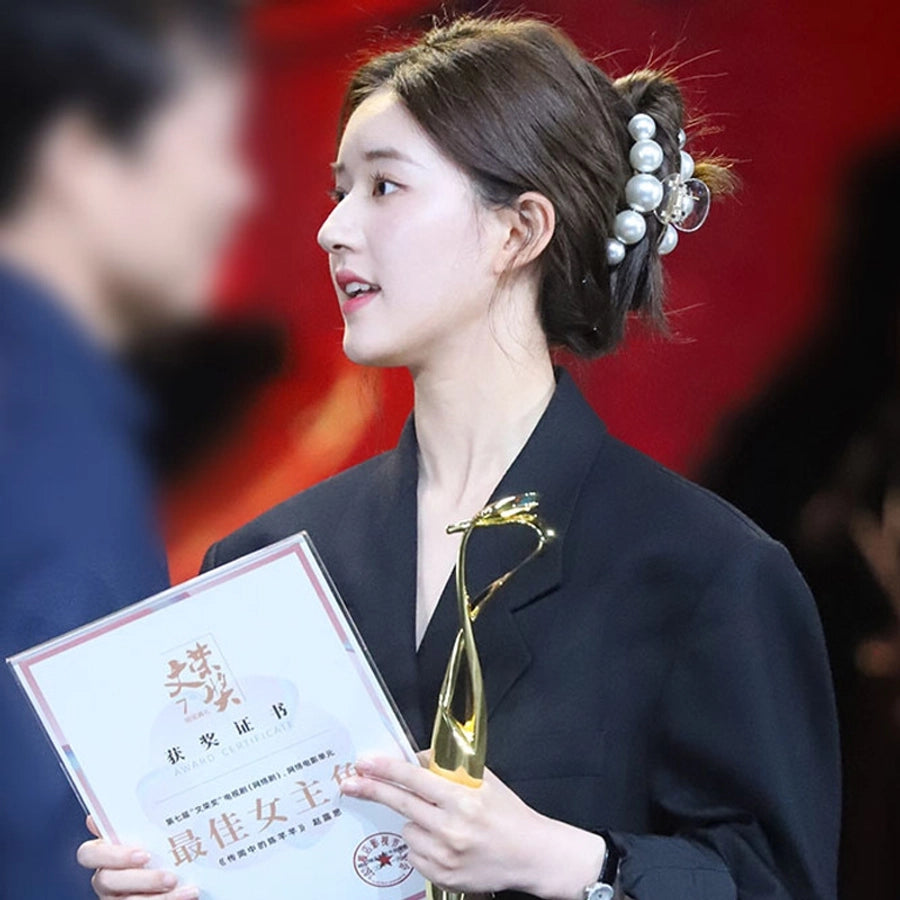 fashion solid color plastic imitation pearl  hair claw