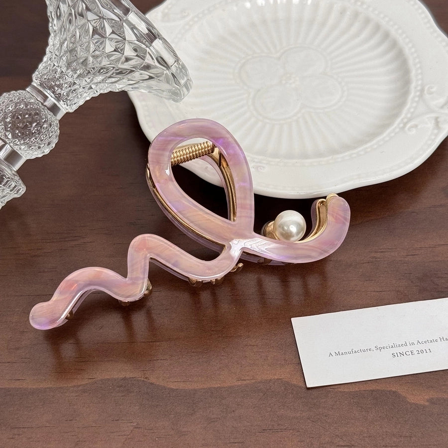 Women's IG Style Waves Arylic Alloy Inlay Pearl Hair Claws