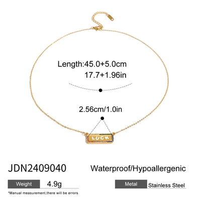 Jewelry Simple Style Classic Style Letter 304 Stainless Steel Zircon Inlay Necklace