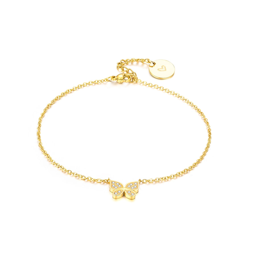 Luxurious Queen Bridal Butterfly 304 Stainless Steel Gold Plated Zircon Bracelets In Bulk