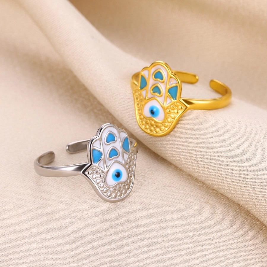 Jewelry Classical Funny Romantic Palm Eye 304 Stainless Steel Enamel Stainless Steel Rings