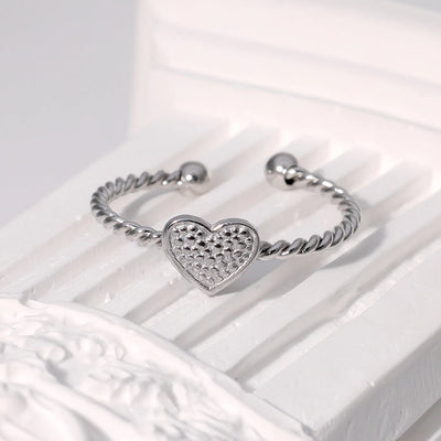 Jewelry Sweet Simple Style IG Style Heart Shape 304 Stainless Steel 18K Gold Plated Stainless Steel Rings