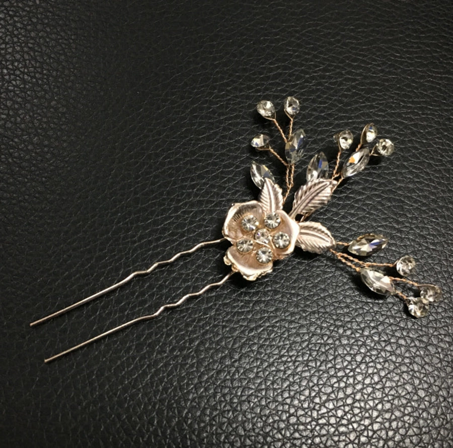 korean style inlaid rhinestone pearl insert comb alloy bridal hairpin