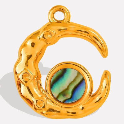 Jewelry Vintage Style Classic Style Moon 304 Stainless Steel Shell Abalone Shell 18K Gold Plated Irregular Plating Pendant Necklace