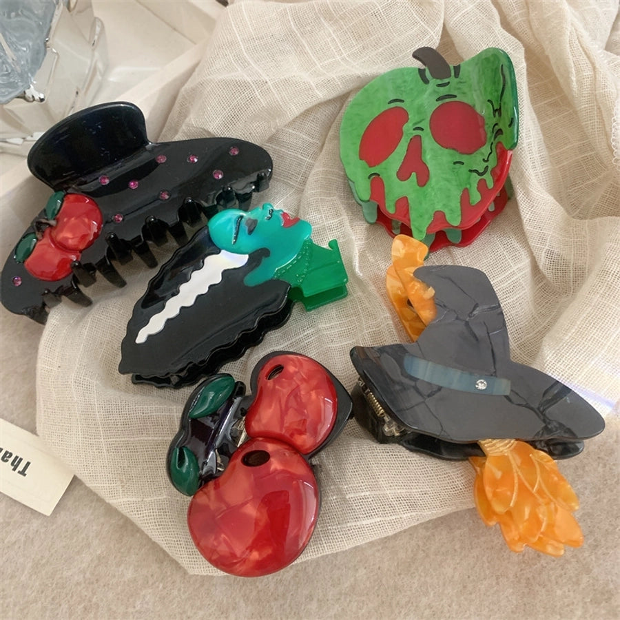 Women's Korean Style Pumpkin Color Block Cherry Acetic acid sheets Hair Claws