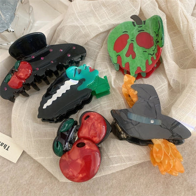 Women's Korean Style Pumpkin Color Block Cherry Acetic acid sheets Hair Claws