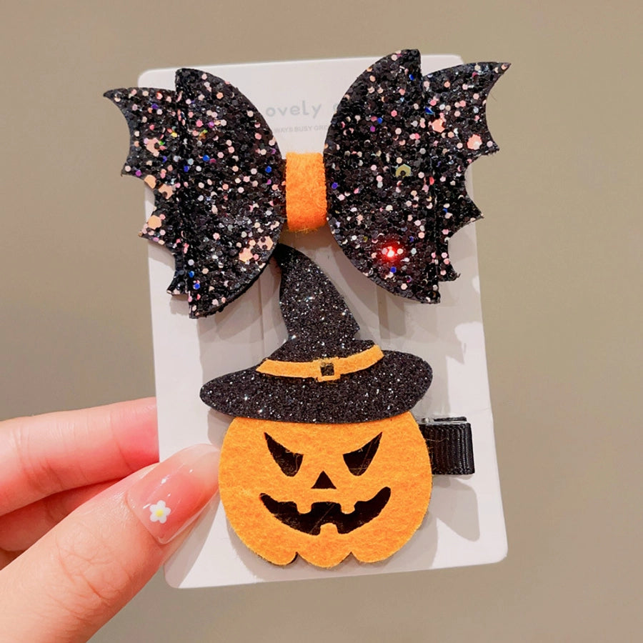 Halloween Cute Funny Women's Pumpkin Cat Bow Knot Hair Clip