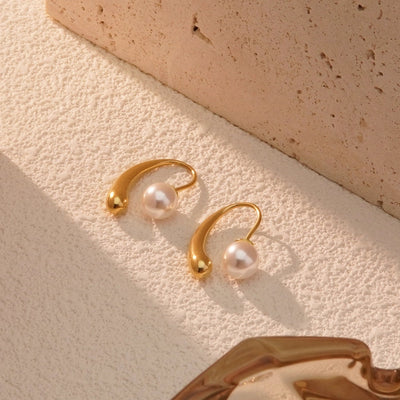 1 Pair French Style Simple Style Commute Asymmetrical Plating Inlay 304 Stainless Steel Plastic 18K Gold Plated Ear Cuffs