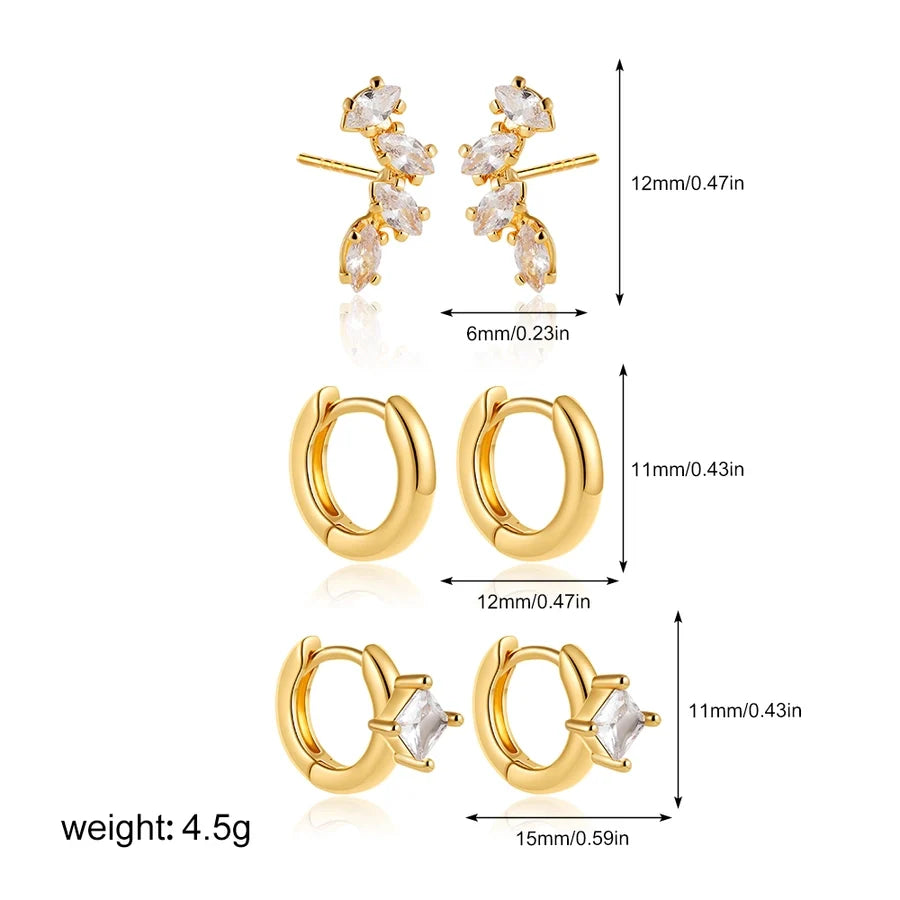 1 Set Elegant Luxurious Square Oval Copper Hoop Earrings