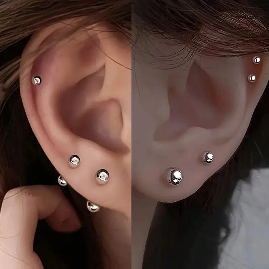 1 Pair Simple Style Round 304 Stainless Steel 18K Gold Plated Ear Studs