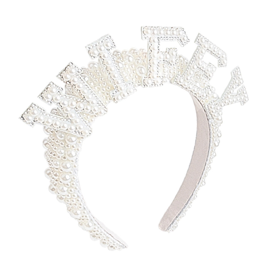 princess letter flannel inlay artificial pearls hair band
