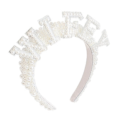princess letter flannel inlay artificial pearls hair band