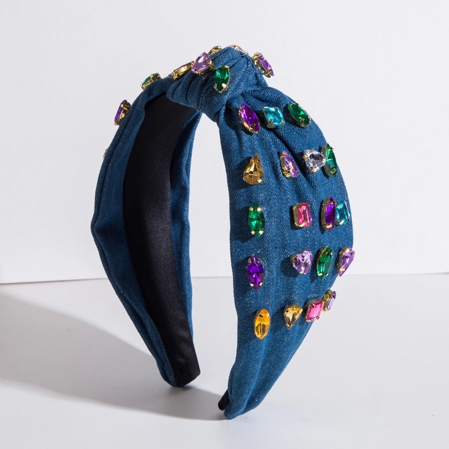 glam shiny flower cloth lace inlay rhinestones pearl hair band