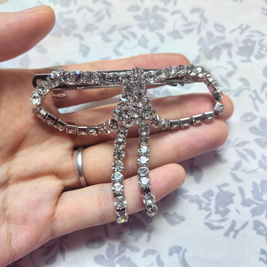 Women's Cute Bow Knot Glass Iron Copper Handmade Hair Clip