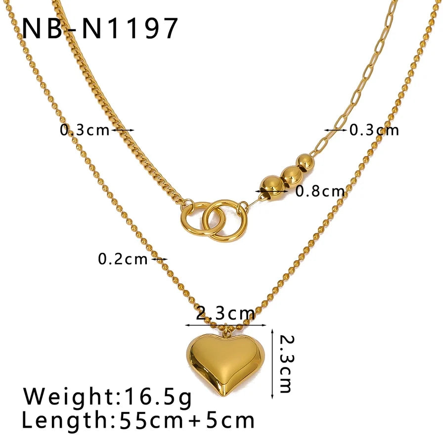 Jewelry IG Style Retro Heart Shape Titanium Steel Plating Pendant Necklace