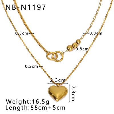 Jewelry IG Style Retro Heart Shape Titanium Steel Plating Pendant Necklace