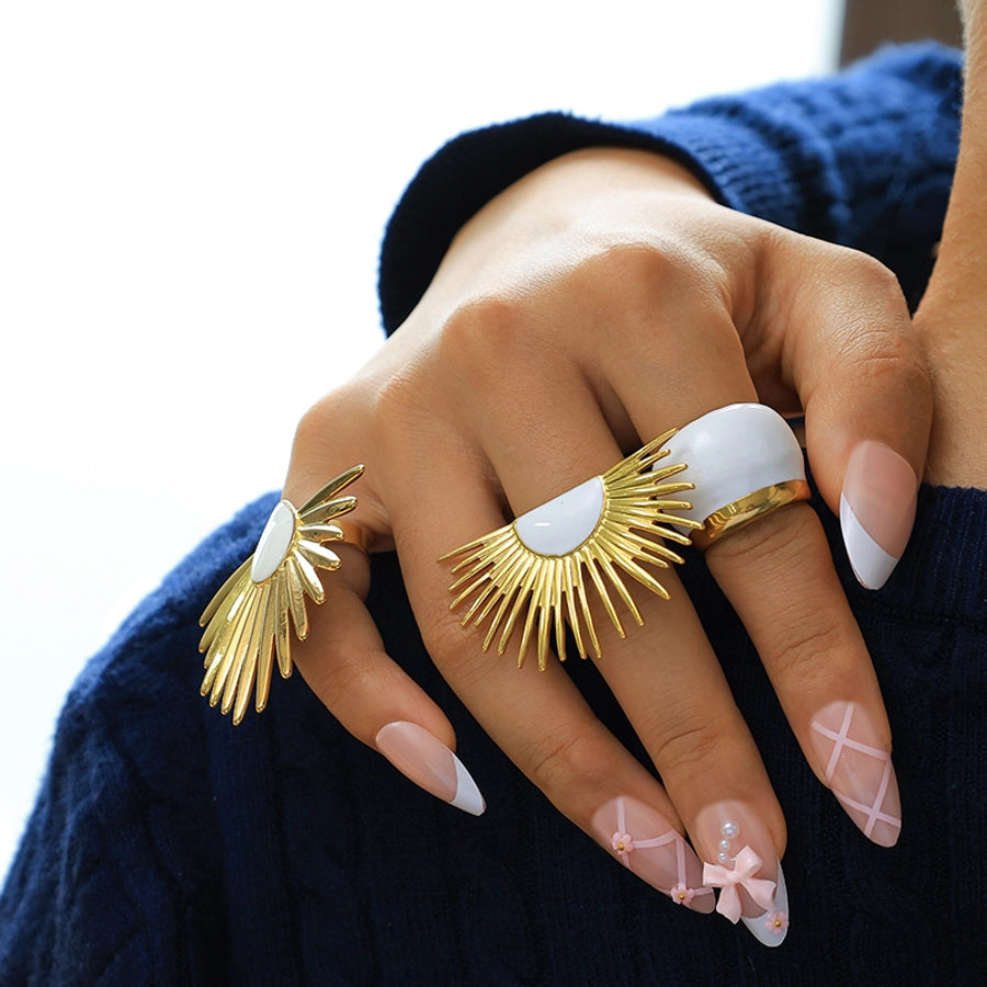 Jewelry Hip-Hop Modern Style Sector 304 Stainless Steel 14K Gold Plated Enamel Open Rings Rings