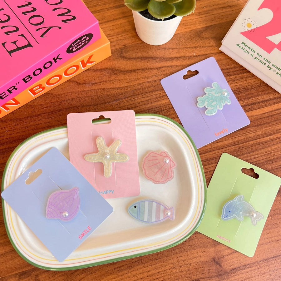 Women's Marine Style Starfish Fish Arylic Hair Clip