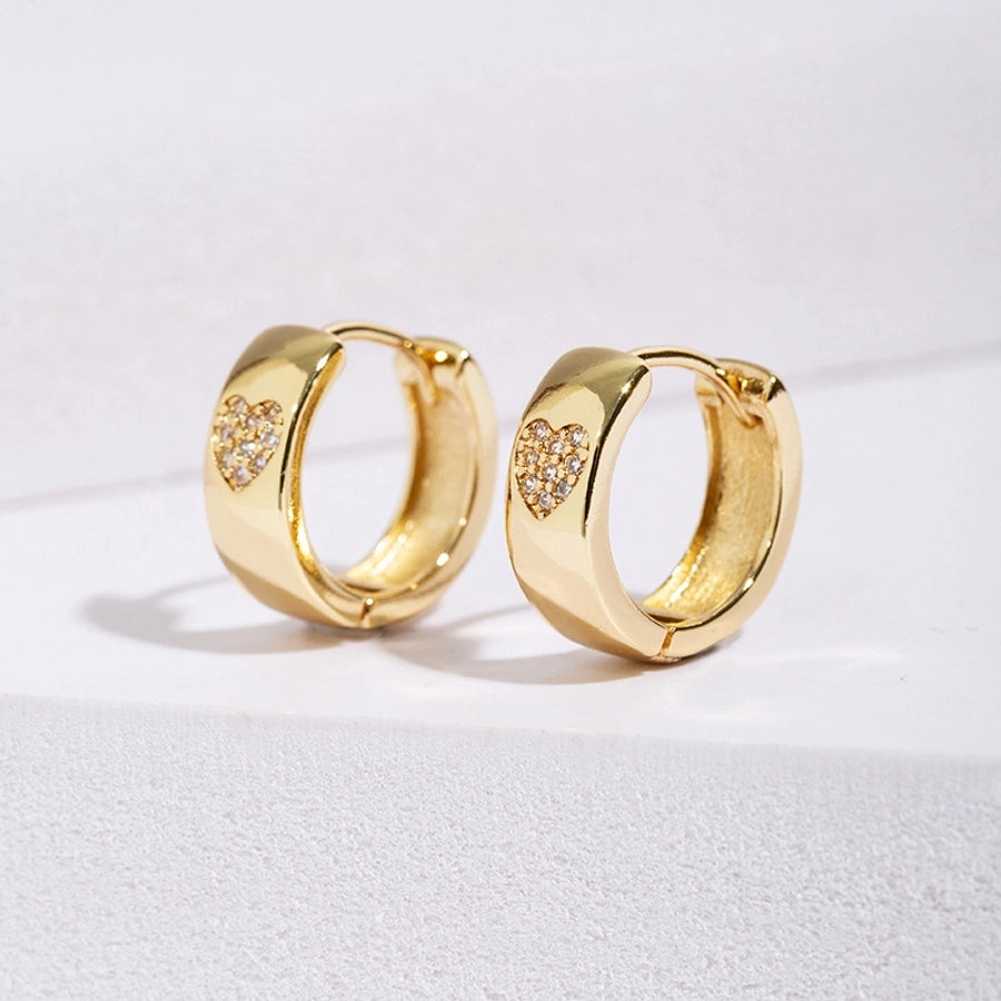 1 Pair Lady Heart Shape Plating Copper Zircon Earrings