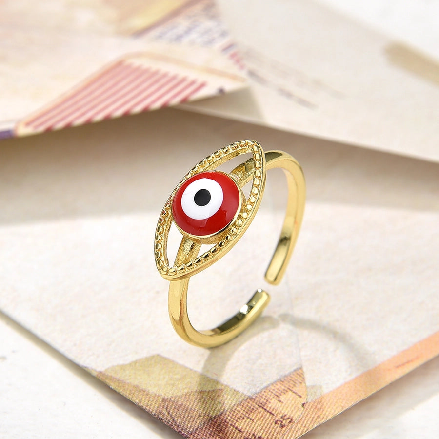 Copper Plating 18K Color Retention Drip Oval Eye Opening Ring