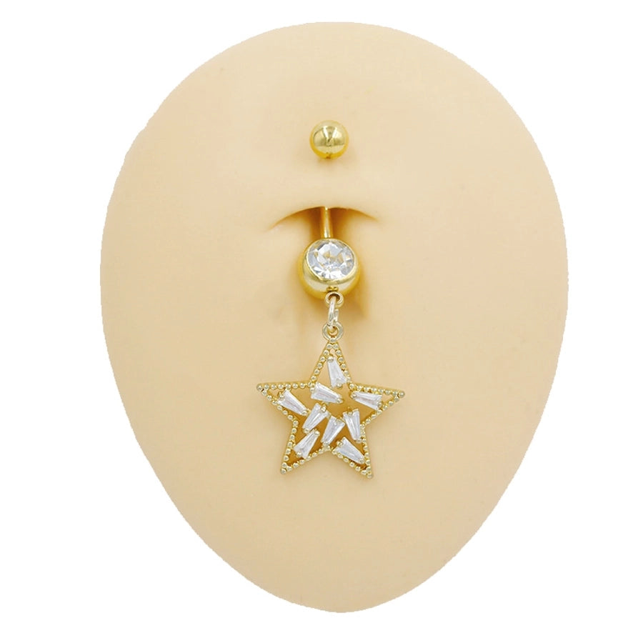 1 Piece Belly Rings Sexy Classic Style Snowflake 316 Stainless Steel  Alloy Plating Rhinestones Glass 18K Gold Plated White Gold Plated