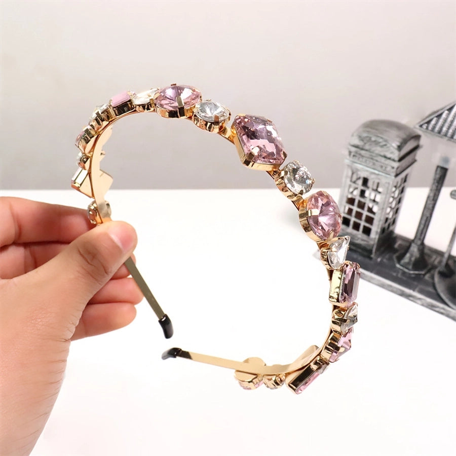 lady streetwear geometric alloy plating inlay rhinestones hair band