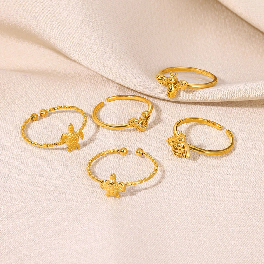 Jewelry Elegant Cute Streetwear Tortoise 304 Stainless Steel 18K Gold Plated Open Rings
