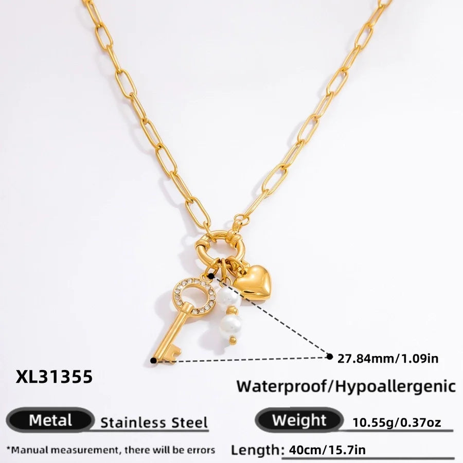 Jewelry Lady Heart Shape 304 Stainless Steel Plating Pendant Necklace
