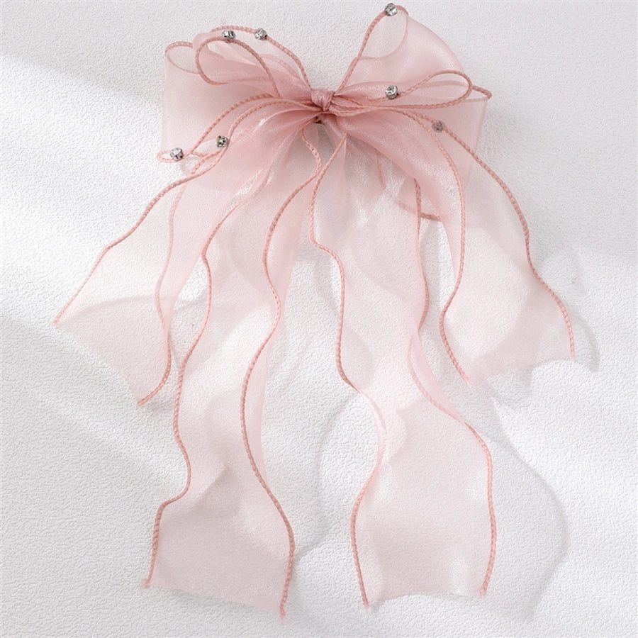 women's sweet solid color bow knot cloth hair clip