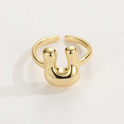 Copper Hollow Out Letter Copper Rings