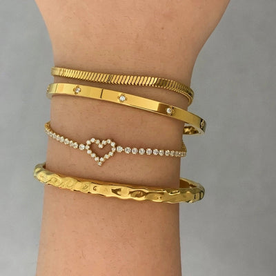 Casual Elegant Heart Shape 304 Stainless Steel 16K Gold Plated White Gold Plated Bracelets Bangle In Bulk