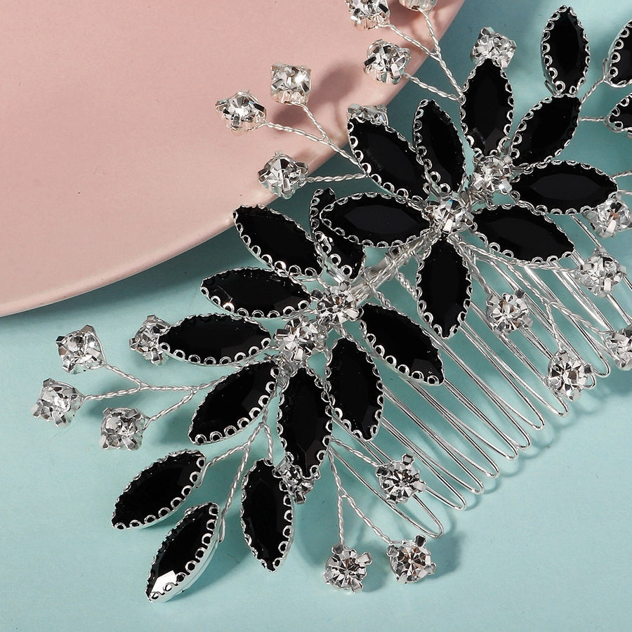 Women's Simple Style Classic Style Color Block Copper Inlay Rhinestones Insert comb