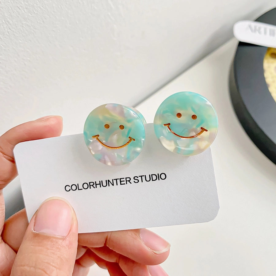 cartoon style Smile face acetic acid sheets printing hair clip