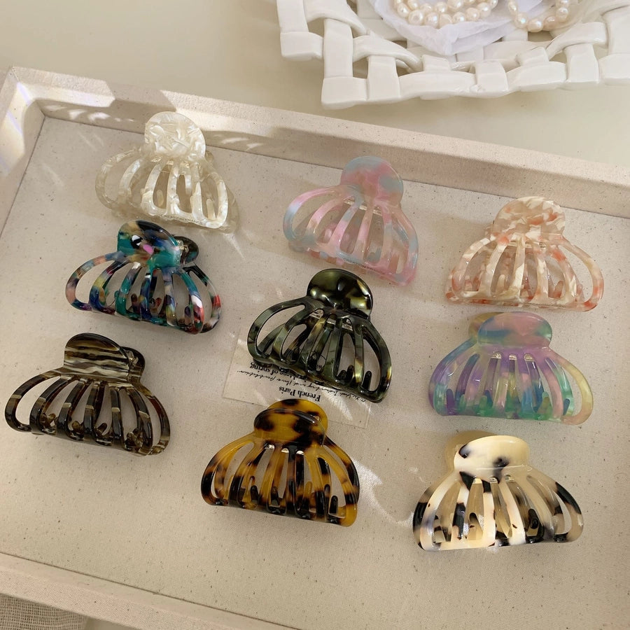 Women's Casual Simple Style Marble Shell Acetic acid sheets Hollow Out Hair Claws