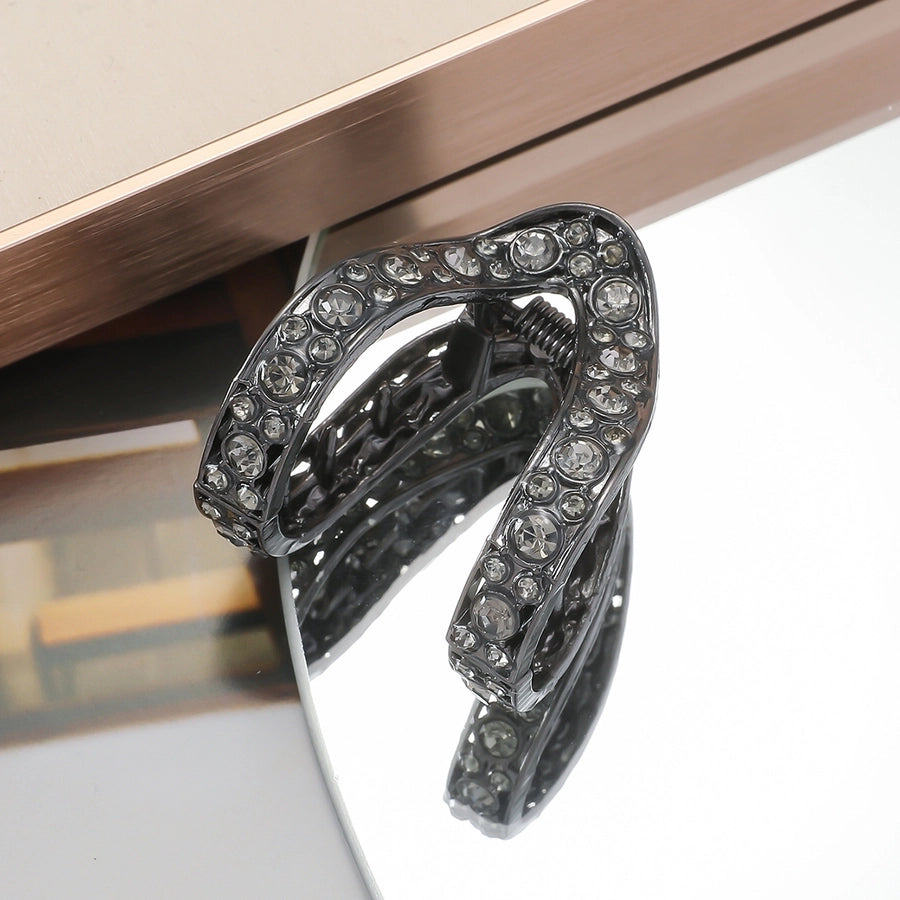 women's simple style solid color alloy plating inlay rhinestones hair claws