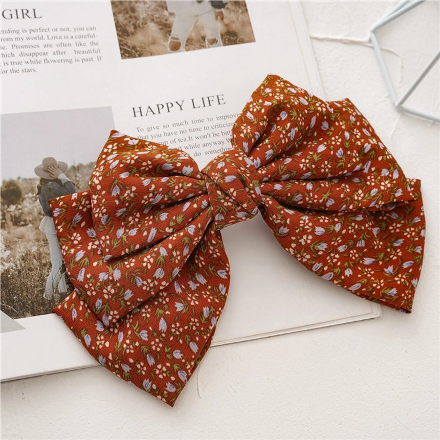simple style bow knot cloth floral hair clip 1 piece