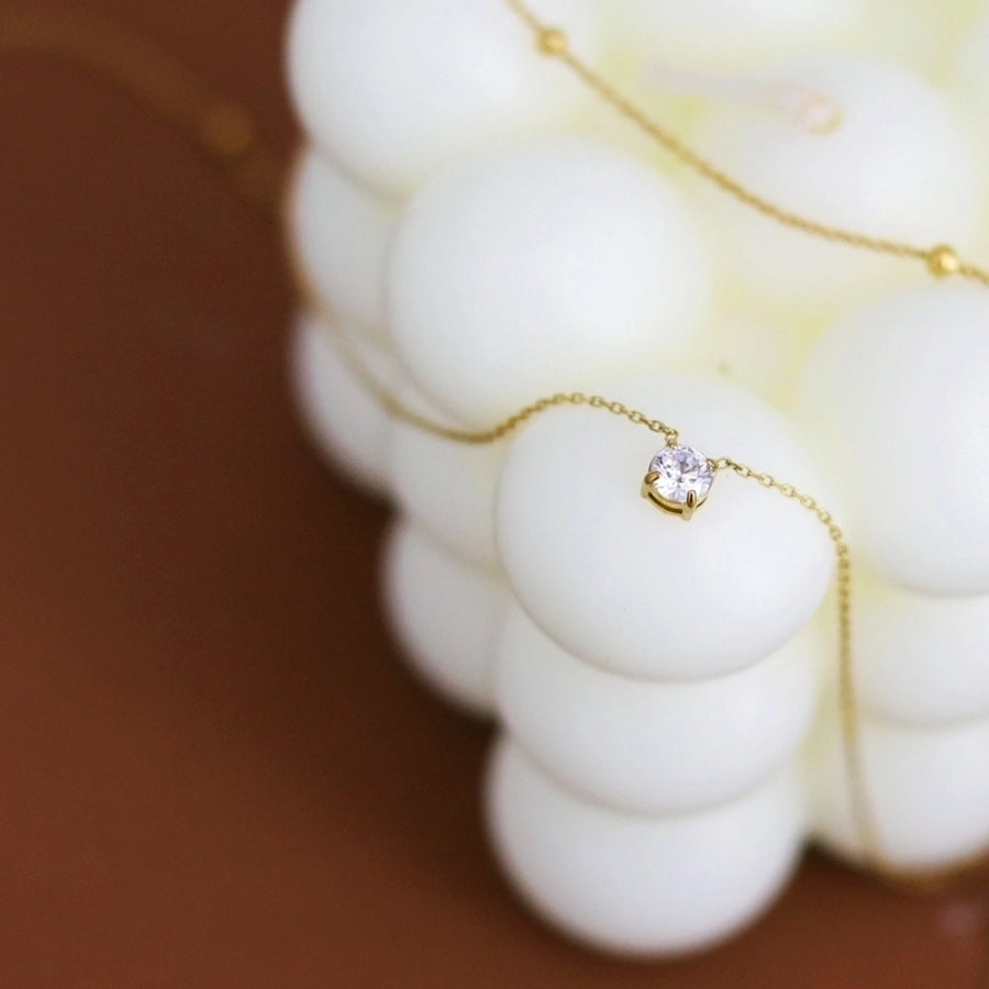 Jewelry Simple Style Round 304 Stainless Steel Zircon 18K Gold Plated Inlay Double Layer Necklaces