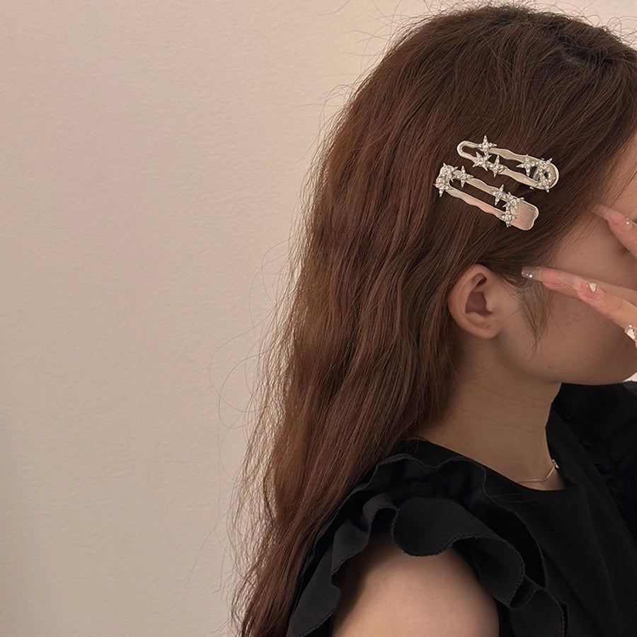 lady star metal inlay rhinestones hair clip
