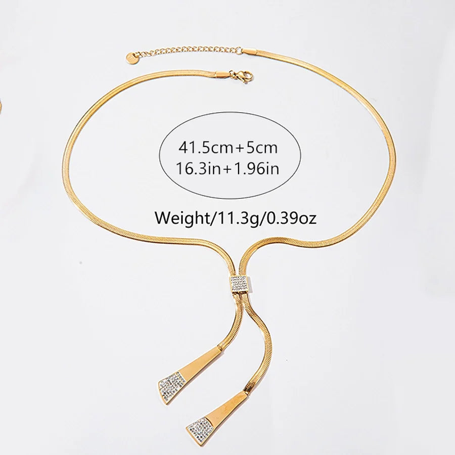 Jewelry Elegant Lady Geometric 304 Stainless Steel Zircon 14K Gold Plated Plating Three Layer Necklace Necklace