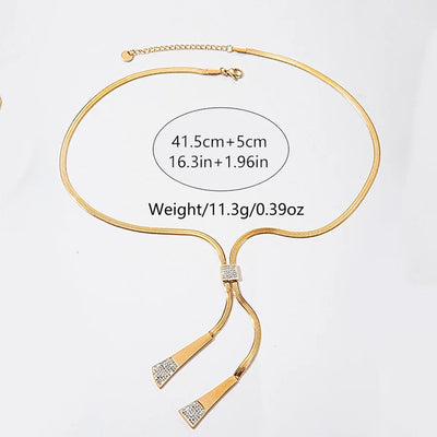 Jewelry Elegant Lady Geometric 304 Stainless Steel Zircon 14K Gold Plated Plating Three Layer Necklace Necklace
