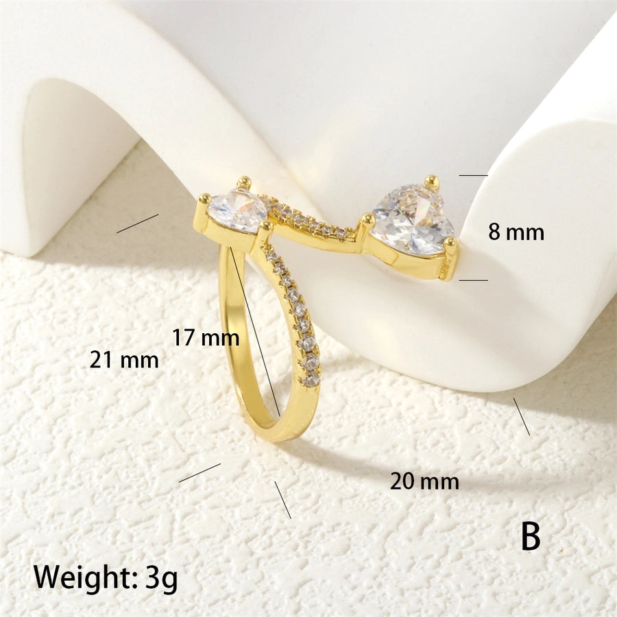 Jewelry Elegant Commute Heart Shape Copper Zircon Rings