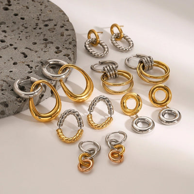 1 Pair Vintage Style Classic Style Geometric Mixed Metal Plating 304 Stainless Steel Drop Earrings