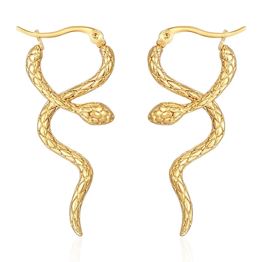 1 Pair IG Style Snake 304 Stainless Steel Earrings