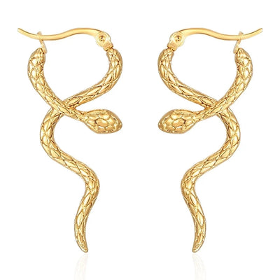 1 Pair IG Style Snake 304 Stainless Steel Earrings