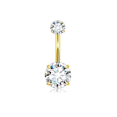 1 Piece 1 Set Belly Rings Simple Style Shiny Geometric 316L Stainless Steel  Copper Inlay Zircon
