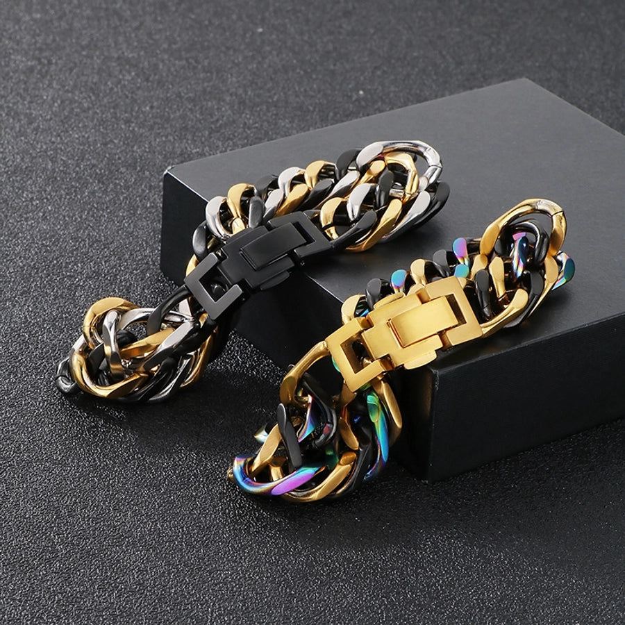 Vintage Style Geometric 304 Stainless Steel 18K Gold Plated Unisex Bracelets