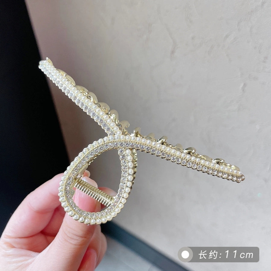 simple style solid color alloy resin hollow out hair claws