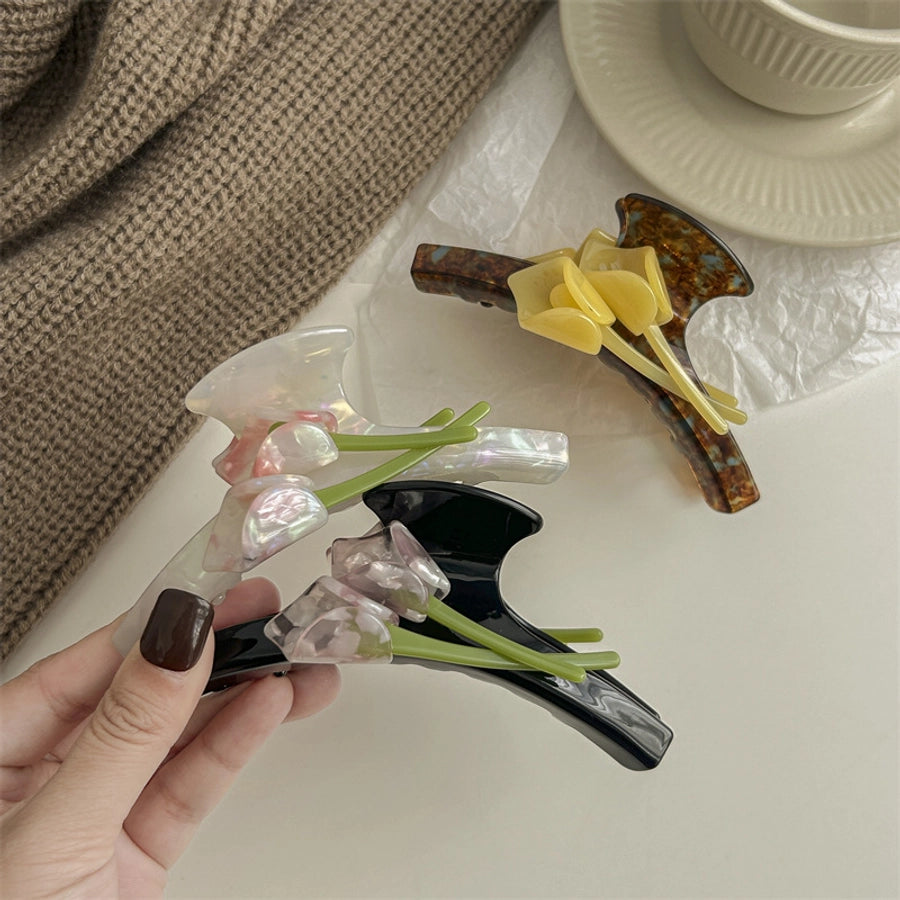 Women's Elegant Simple Style Flower Acetic acid sheets Hair Claws