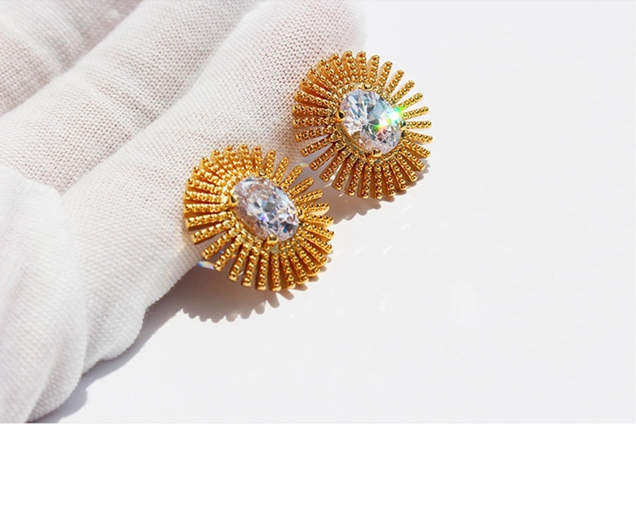 1 Pair Elegant Cute Solid Color Inlay Brass Zircon 24K Gold Plated Ear Studs